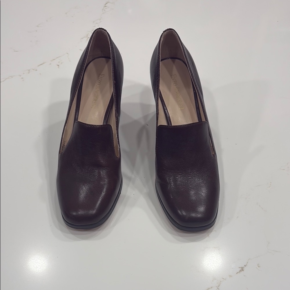 Enzo Angiolini Brown Leather Heels Classic Design